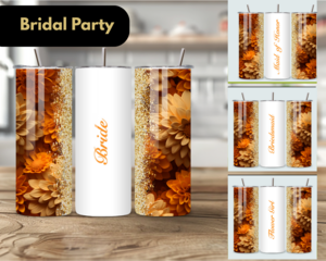 Personalized orange fall tumbler, Glitter rustic bridesmaid cup
Cream floral autumn drinkware
